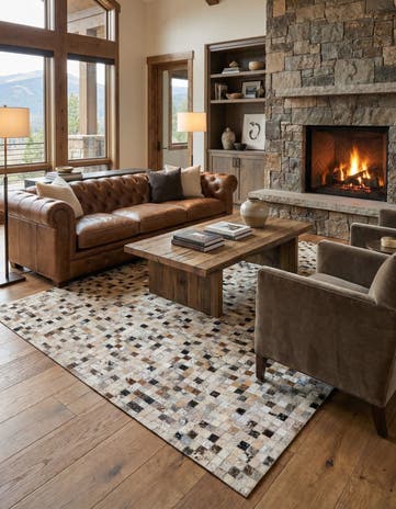 5' 3 x 7' 5 Cowhide Stocks Rug