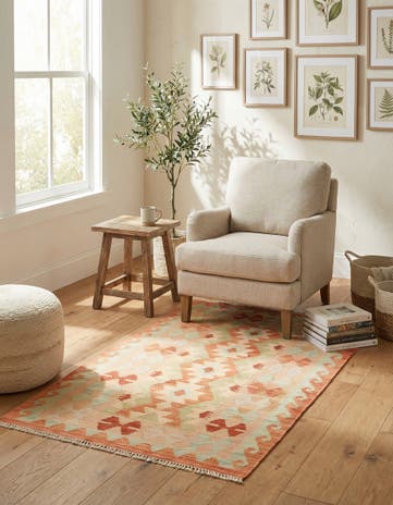2' 5 x 4' 2 Hand Woven Kilim Waziri Wool Rug
