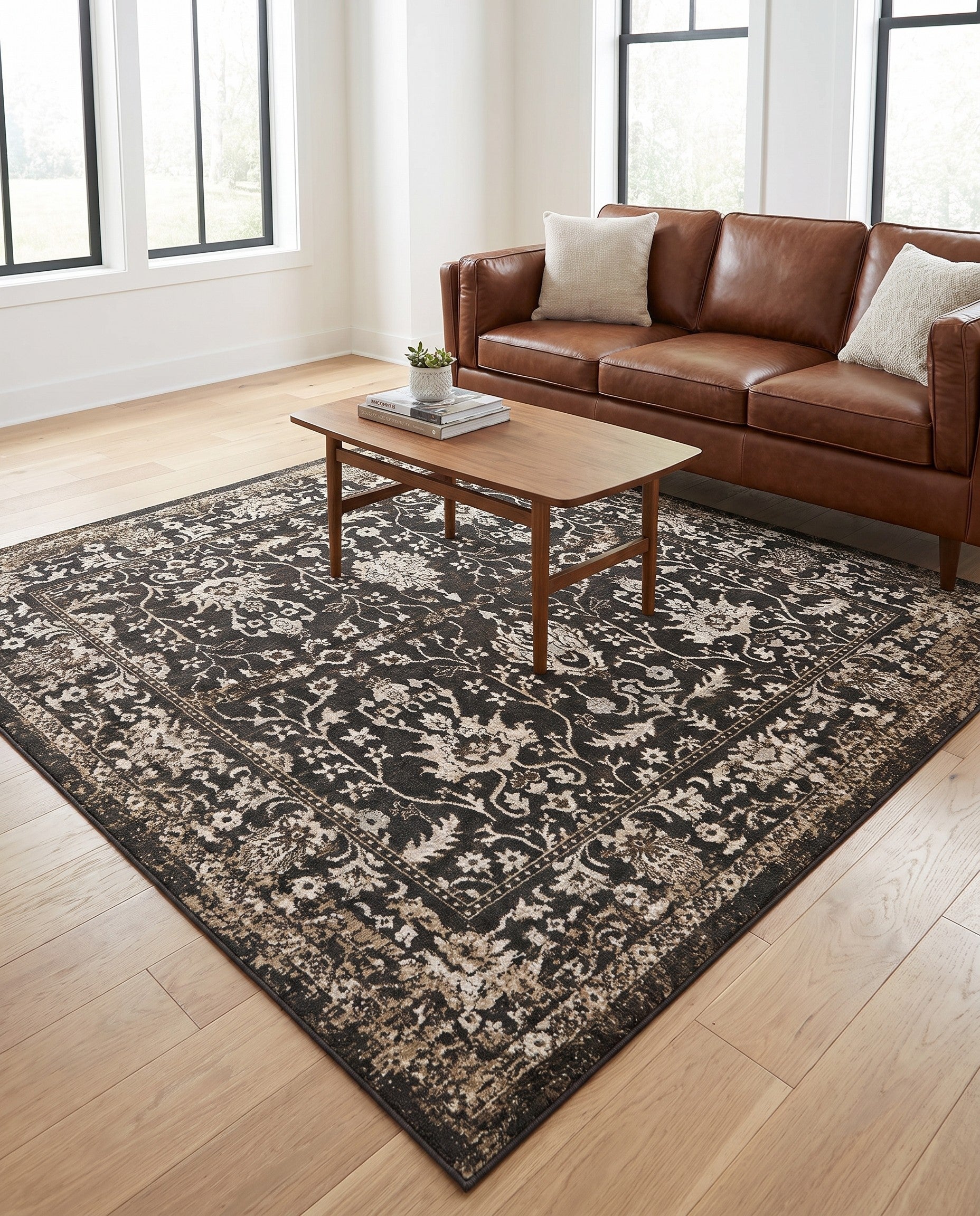 Charcoal Kamala Washable Square Rug