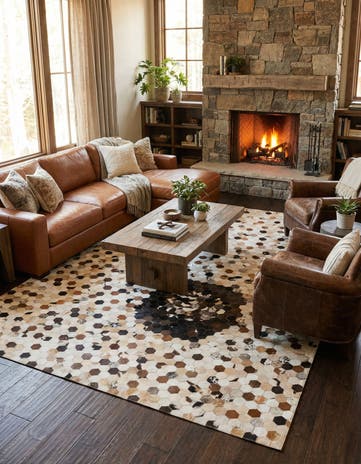 5' x 7' 10 Cowhide Leather Rug