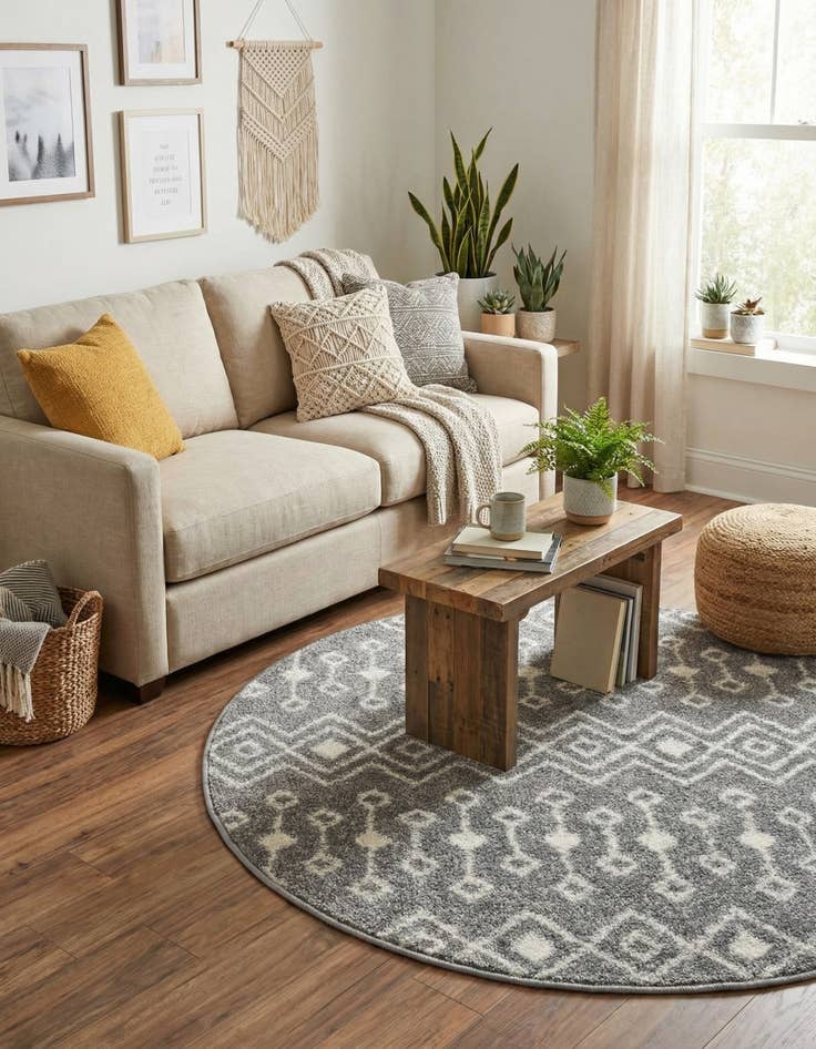 Detail image of  3' x 3' Moroccan Trellis Round Rug