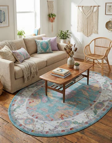 Aqua and Blue Paragon Oval Rug