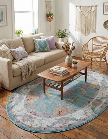 Aqua and Blue Paragon Oval Rug