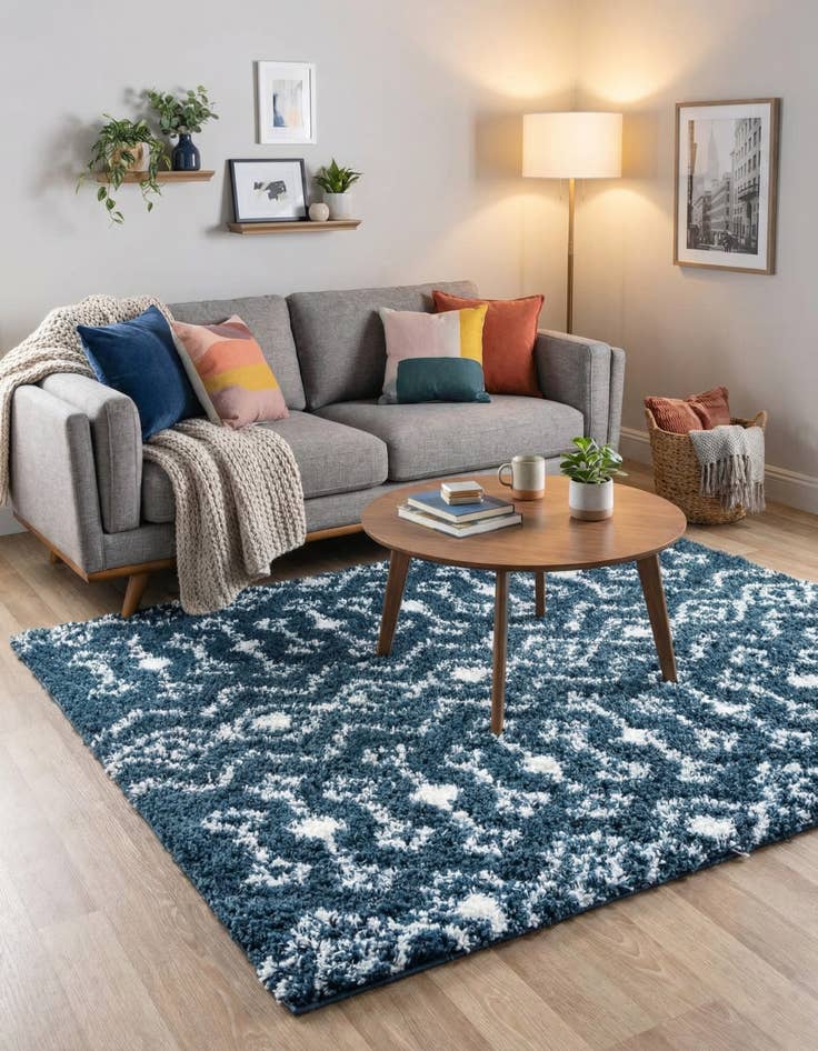 Detail image of  5' 3 x 5' 3 Moroccan Trellis Shag Square Rug