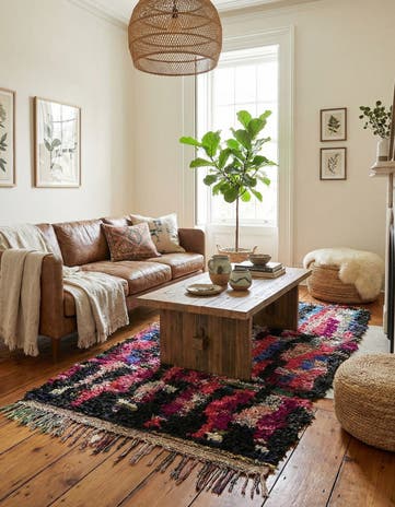 4' 2 x 8' 9 Hand Knotted Moroccan Wool Runner Rug
