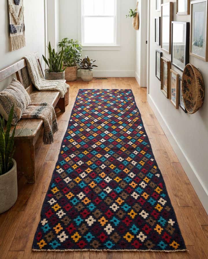 2' 10 x 10' Hand Knotted Balouch Wool Runner Rug