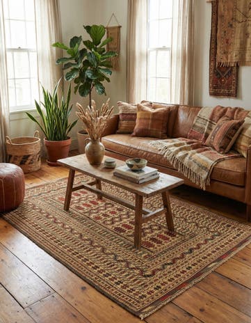 4' 3 x 6' 5 Hand Knotted Sumak Wool Rug