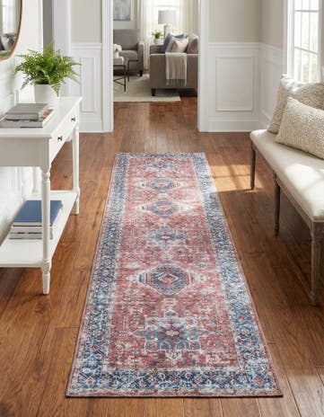 Rust Red Washable Yara Runner Rug