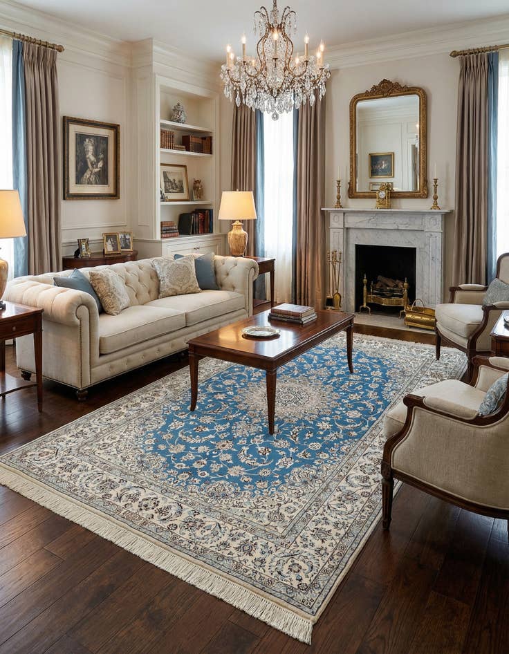 Detail image of 4' 10 x 7' 11  Hand Knotted Nain Rug