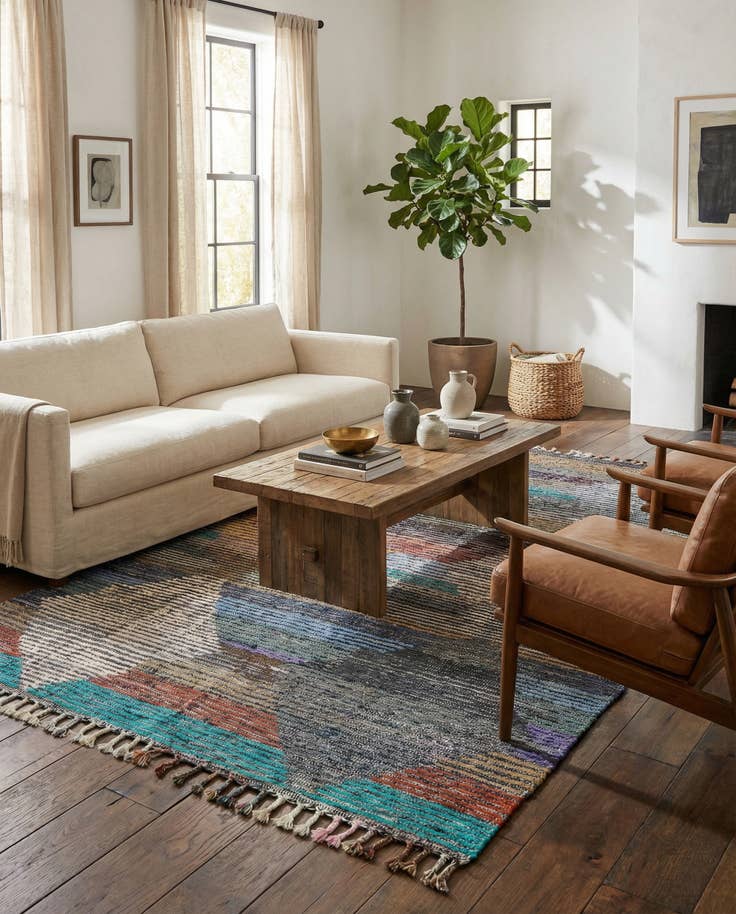 Detail image of 5' 6 x 8' 4 Hand Knotted Moroccan Wool Rug