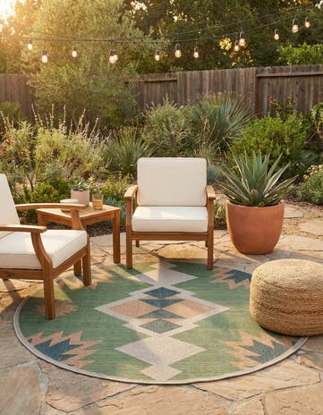 7' 10 x 7' 10 Easy-Clean Baja Indoor / Outdoor Round Rug