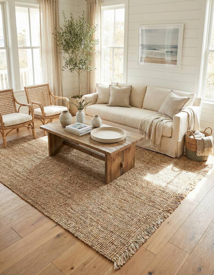 Detail image of 7' 10 x 7' 10  Hand Woven Chunky Jute Square Rug