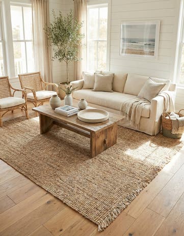 Natural Hand Woven Chunky Jute Square Rug