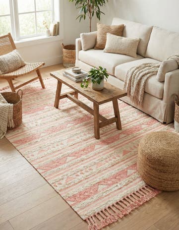 Baby Pink Hand Woven Arizona Wool Rug
