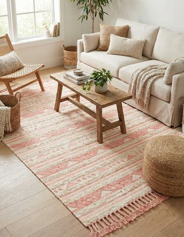 Baby Pink Hand Woven Arizona Wool Rug