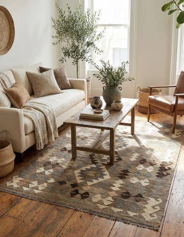 3' 5 x 5' Hand Woven Kilim Maymana Wool Rug
