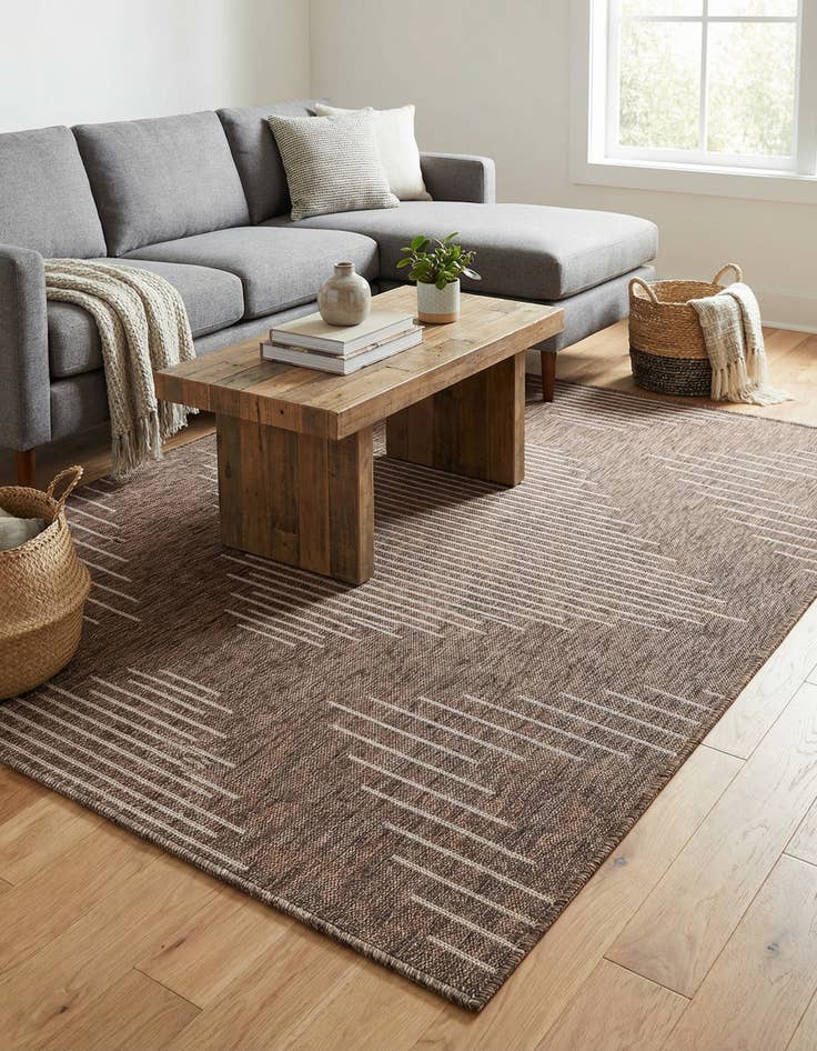 Detail image of  5' 3 x 8'  Washable Modern Indoor / Outdoor Rug