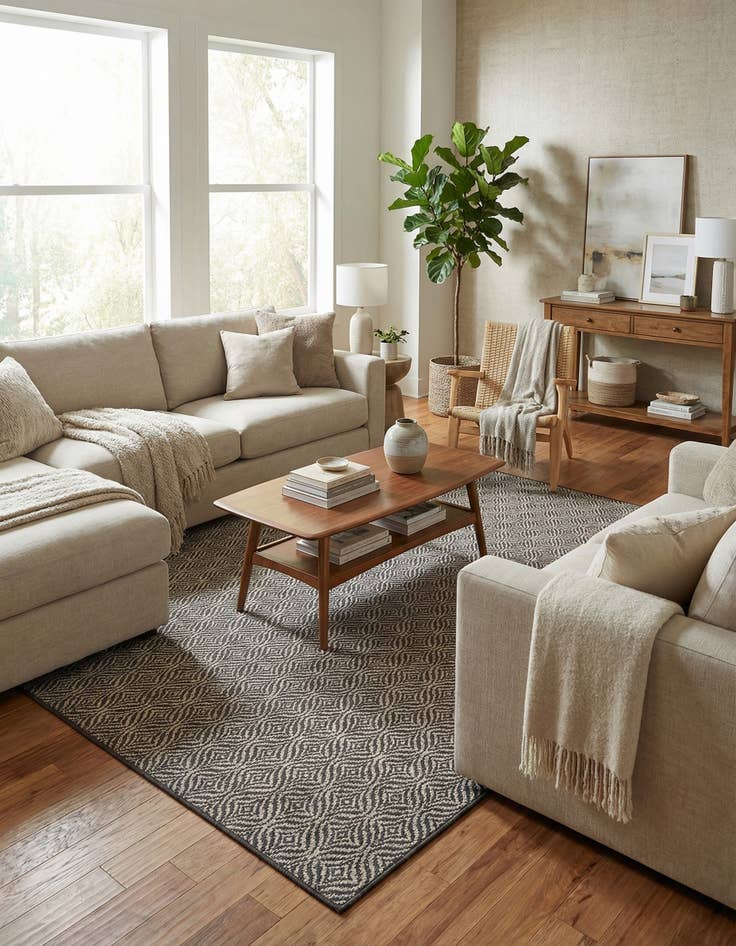 Detail image of 7' 10 x 7' 10  Washable Trellis Indoor / Outdoor Square Rug