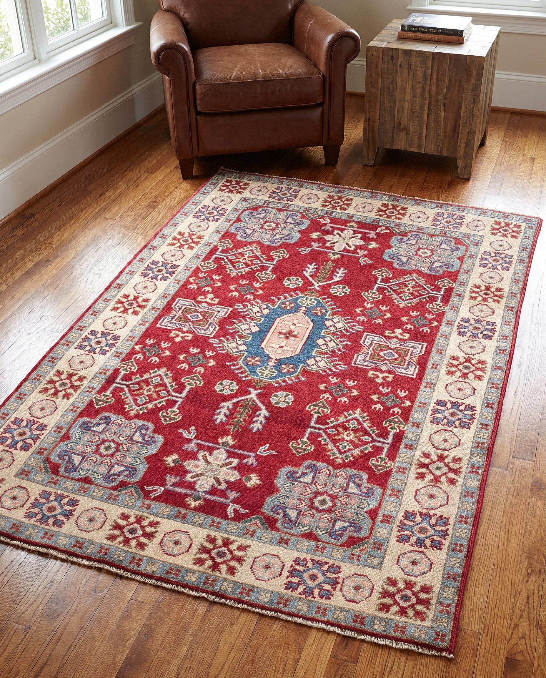 Detail image 3 of 12: 4' 1 x 5' 9 Hand Knotted Kazak Rug