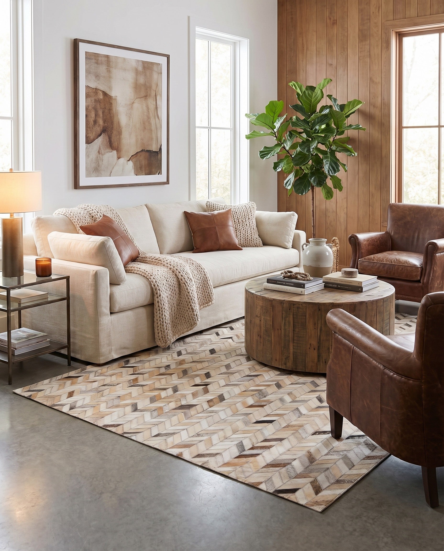 4' 8 x 6' 7 Cowhide Stocks Rug