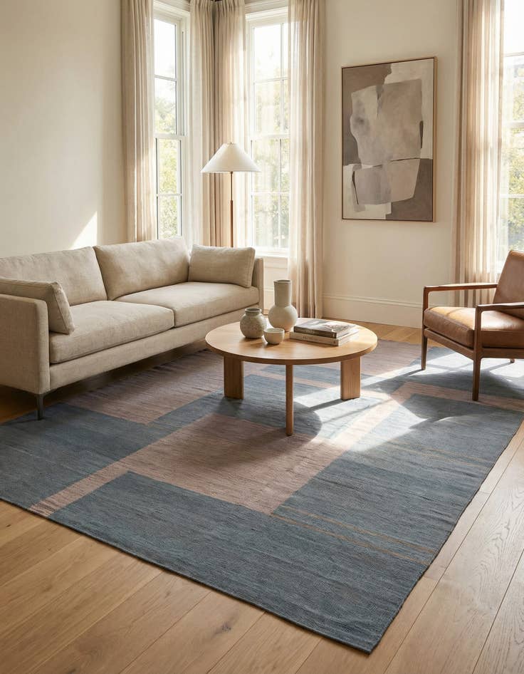 Detail image of 6' 9 x 9' 6  Hand Woven Kilim Modern Wool Rug