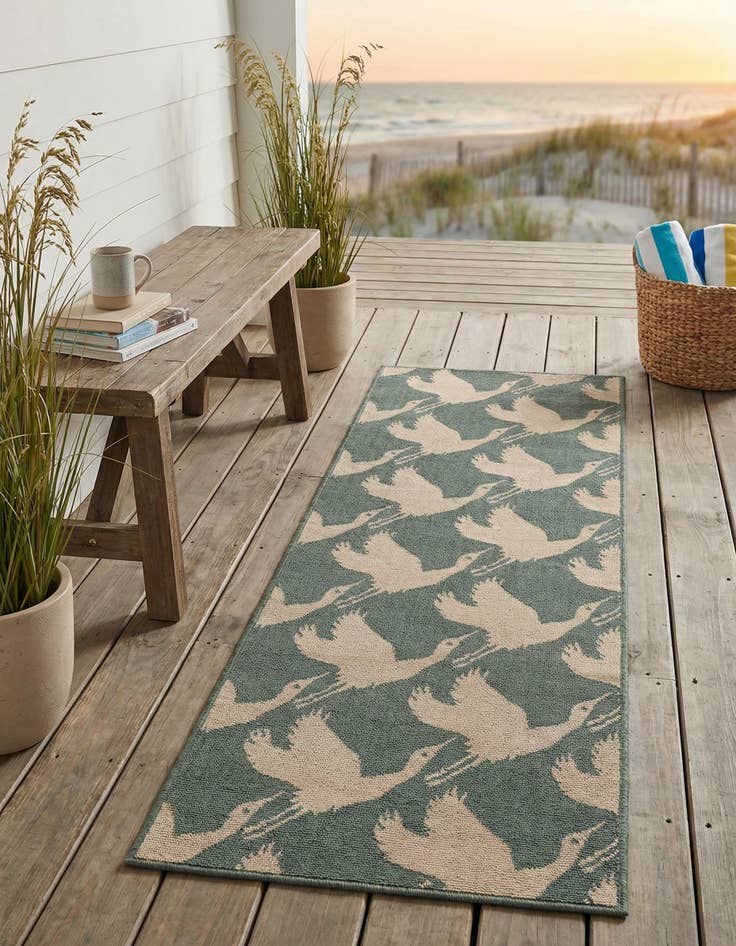 Detail image of 2' x 6'  Washable Coastal Indoor / Outdoor Runner Rug