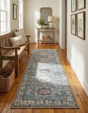 Soft Green Washable Timeless Runner Rug