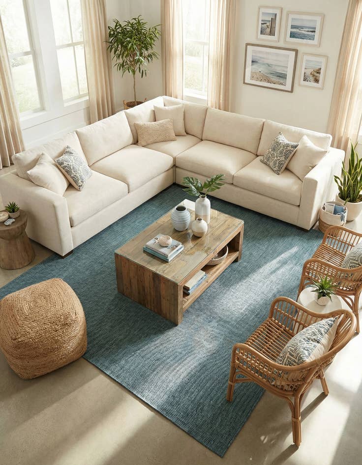 Detail image of 10' x 10'  Washable Solid Indoor / Outdoor Square Rug