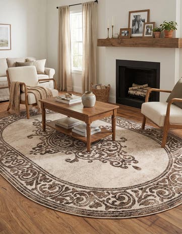Chocolate Brown Hermitage Oval Rug
