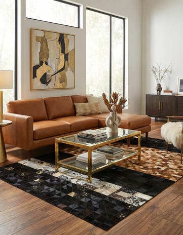 5' 1 x 8' Cowhide Leather Rug