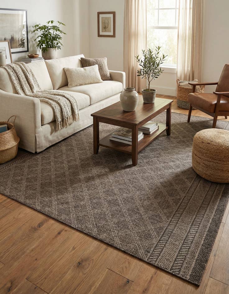 Detail image of  7' 10 x 7' 10  Washable Lattice Indoor / Outdoor Square Rug