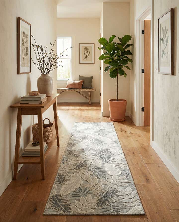2' 7 x 12' Easy-Clean Botanical Indoor / Outdoor Runner Rug