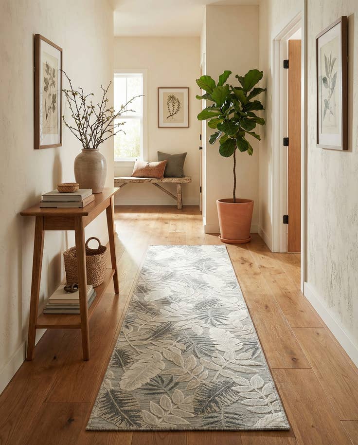 Detail image of 2' 7 x 12' Easy-Clean Botanical Indoor / Outdoor Runner Rug