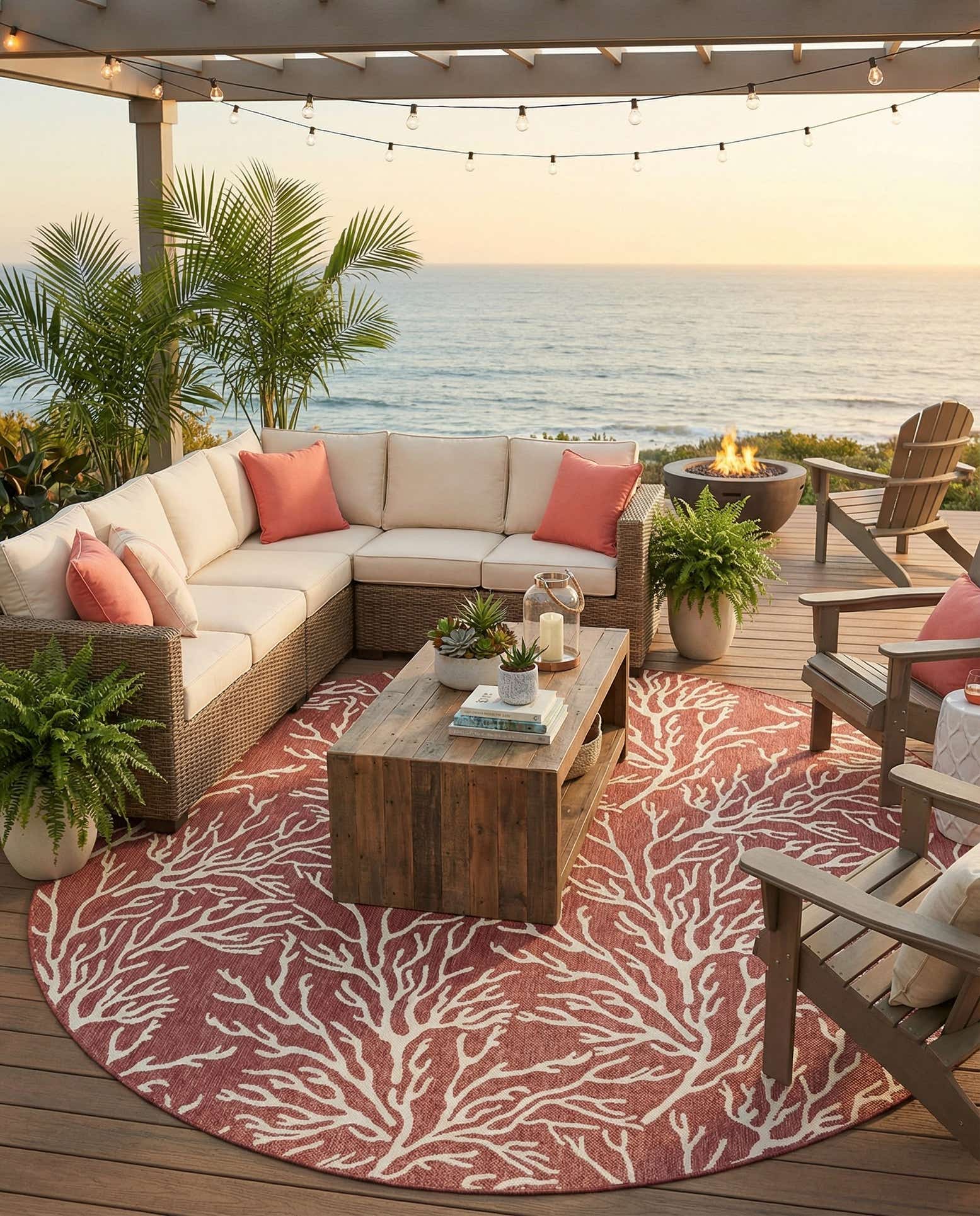 12' x 12' Easy-Clean Coastal Indoor / Outdoor Round Rug
