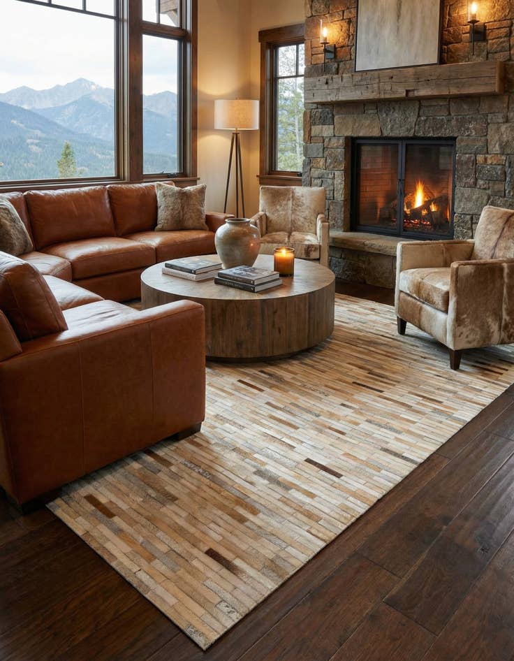 Detail image of  5' x 8' 1 Cowhide Leather Rug