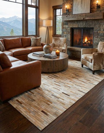 5' x 8' 1 Cowhide Leather Rug
