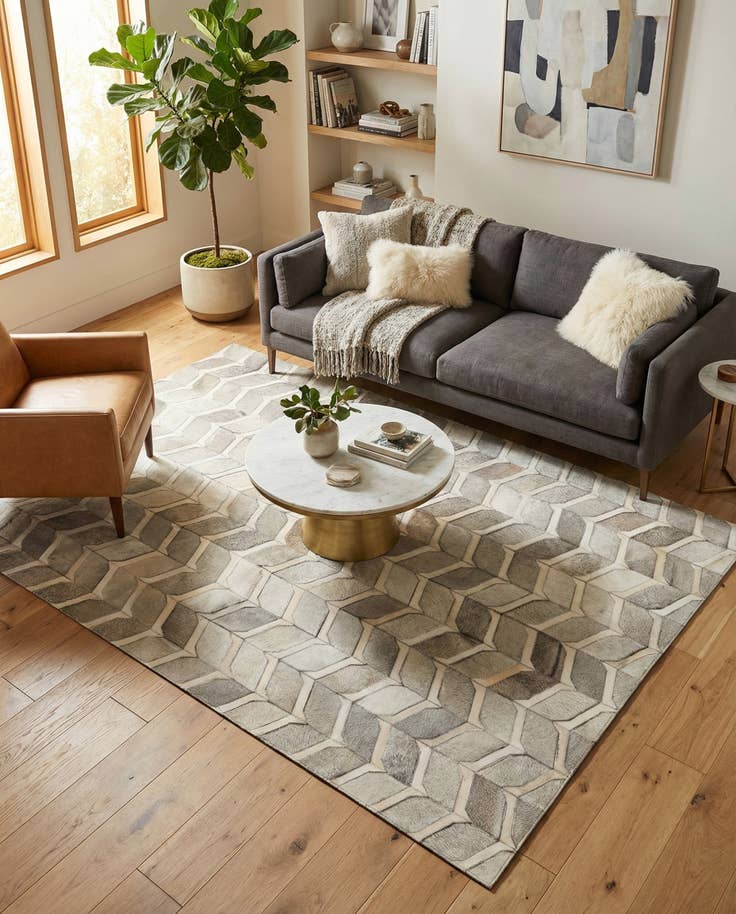 Detail image of 5' x 8' Cowhide - Patchwork Rug