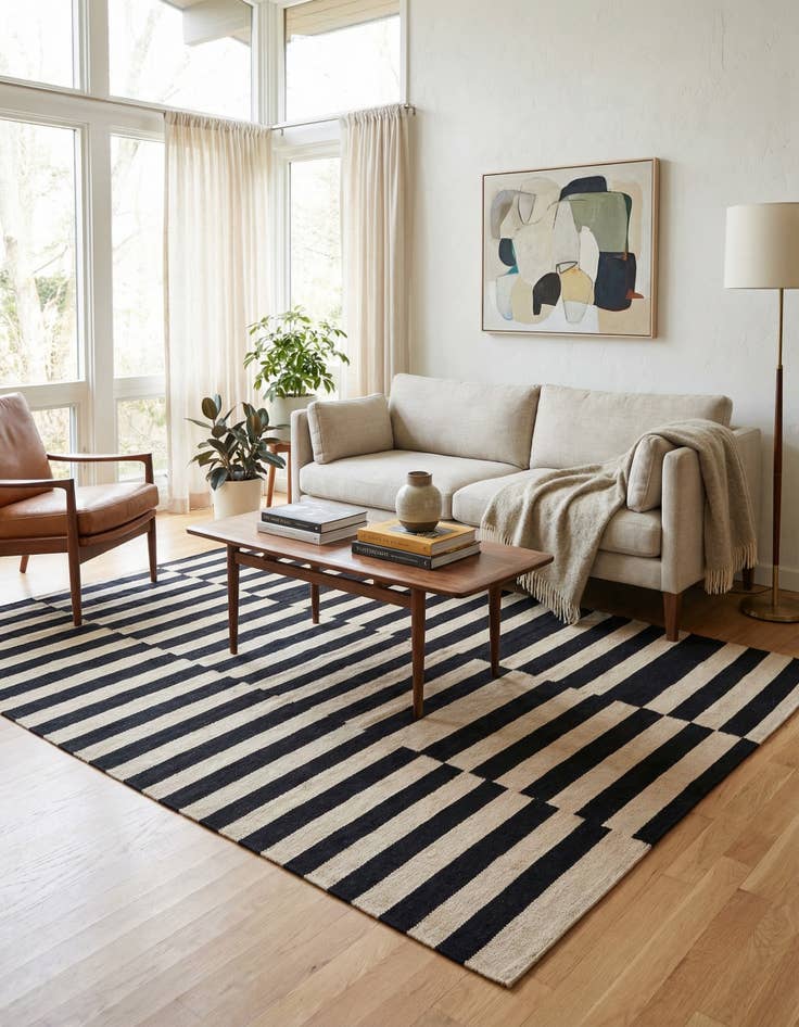 Detail image of 4' 4 x 5' 10  Hand Woven Kilim Modern Wool Rug