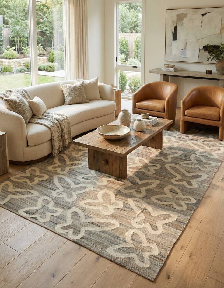 Detail image of 6' 6 x 9' 5  Hand Woven Kilim Modern Wool Rug