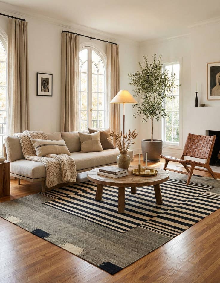 Detail image of 6' 7 x 9' 8  Hand Woven Kilim Modern Wool Rug