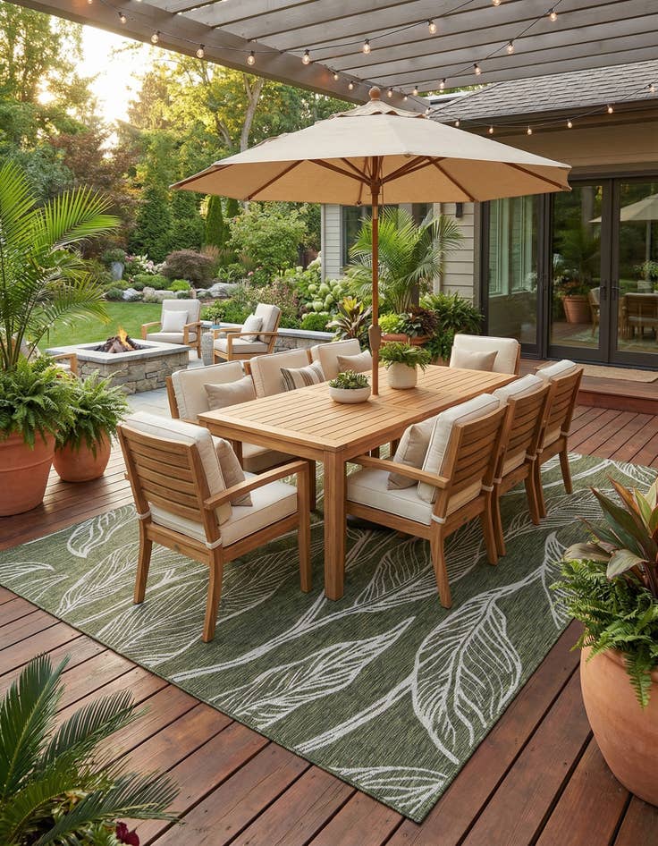 Detail image of 10' x 13'  Washable Botanical Indoor / Outdoor Rug