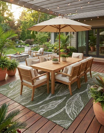 10' x 13' Easy-Clean Botanical Indoor / Outdoor Rug