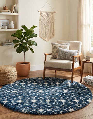 6' x 6' Moroccan Trellis Shag Round Rug
