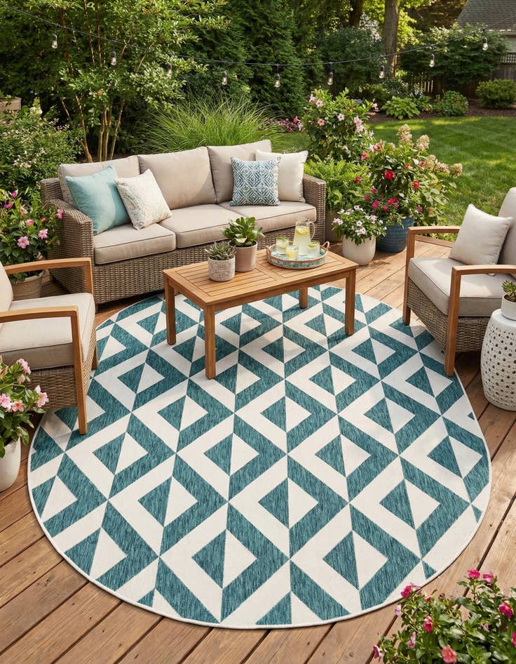Detail image of 7' 10 x 10'  Washable Jill Zarin Napa Indoor / Outdoor Oval Rug