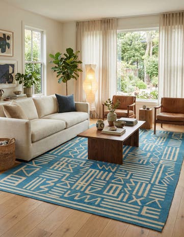 6' 11 x 9' 7 Hand Woven Kilim Modern Wool Rug