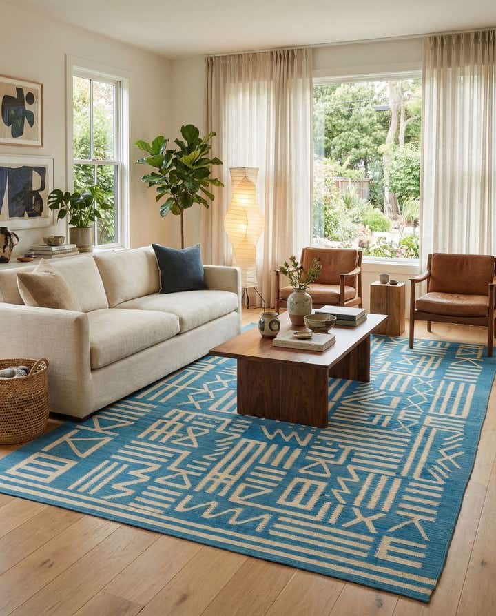 6' 11 x 9' 7 Hand Woven Kilim Modern Wool Rug