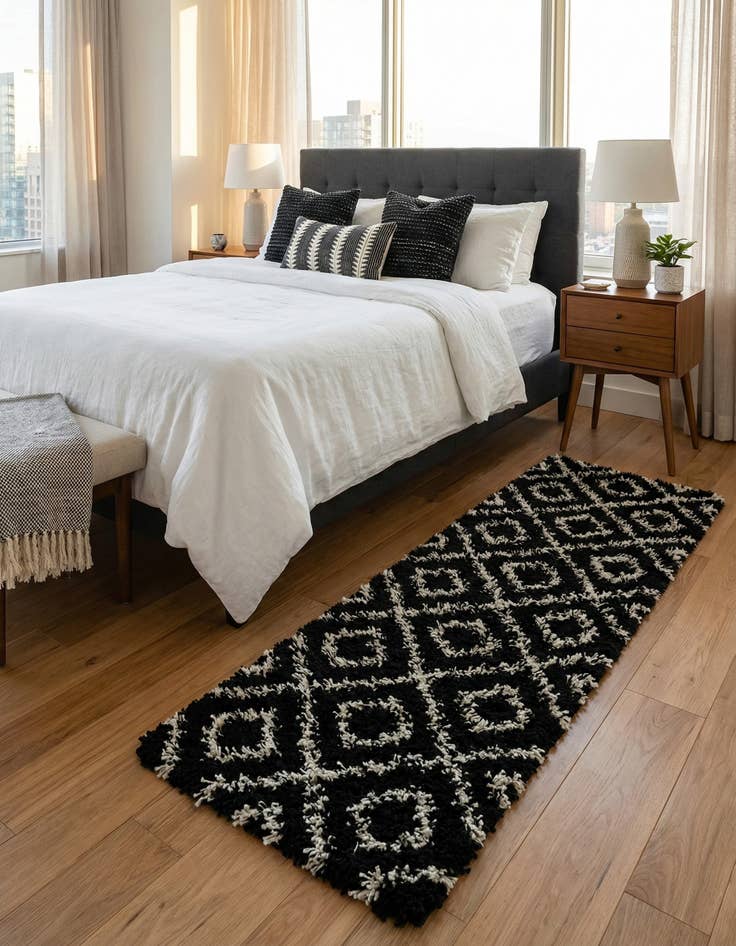 Detail image of 2' 7 x 10' Trellis Shag Runner Rug