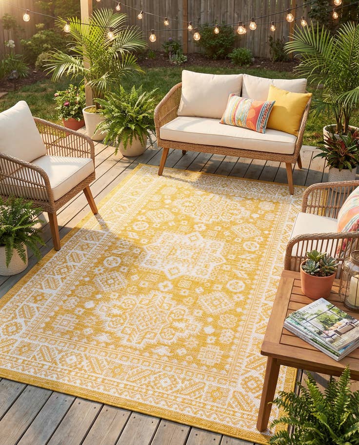 Detail image of 4' x 6' Easy-Clean Aztec Indoor / Outdoor Rug
