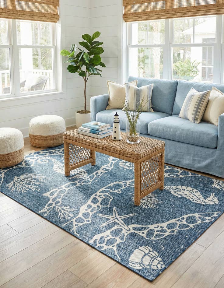 Detail image of  4' x 6'  Washable Coastal Indoor / Outdoor Rug