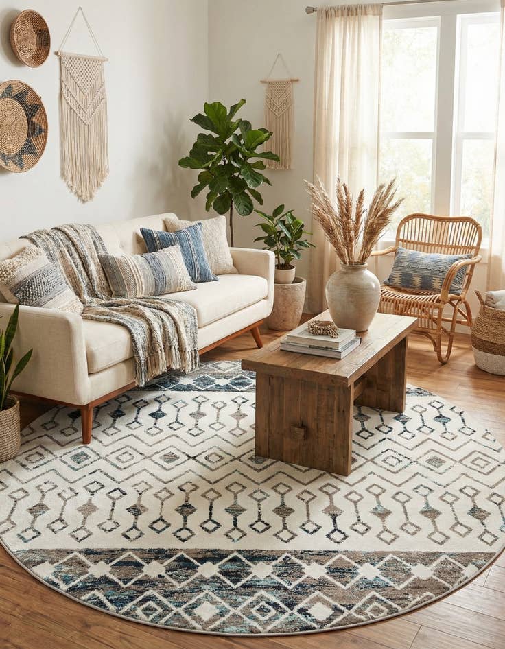 Detail image of 10' x 10' Moroccan Trellis Round Rug